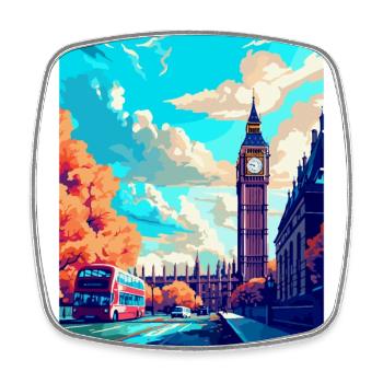 London England Uk Vintage Travel Poster Souvenir - Square fridge magnet - white - Front