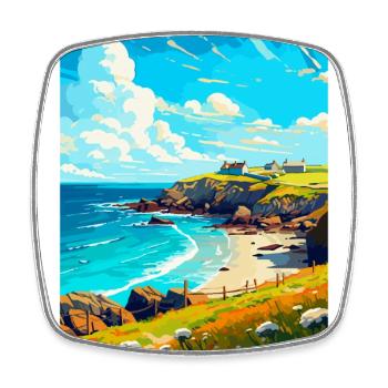 Cornwall England Uk Vintage Reiseplakat Souvenir - Viereckiger Kühlschrankmagnet - Weiß - Vorne
