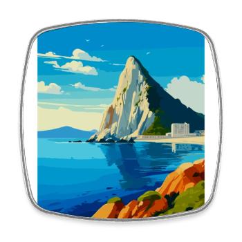 Rock Of Gibraltar Vintage Reiseposter Souvenir - Viereckiger Kühlschrankmagnet - Weiß - Vorne