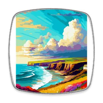 Pembrokeshire Pays de Galles Royaume-Uni Affiche de voyage vintage WPA - Magnet carré - blanc - Devant
