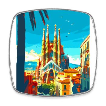 Barcelona Spain Vintage Travel Poster Souvenir WPA - Square fridge magnet - white - Front