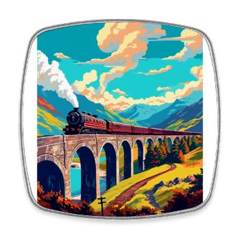 Glenfinnan Écosse Royaume-Uni Affiche de voyage vintage WPA - Magnet carré - blanc - Devant