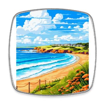 Carbis Bay Cornwall England Uk Travel Poster WPA - Square fridge magnet - white - Front