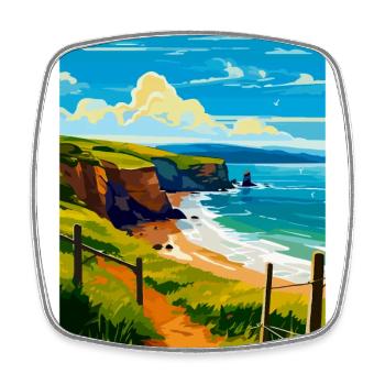 Devon West Country Vintage Reiseposter Souvenir - Viereckiger Kühlschrankmagnet - Weiß - Vorne