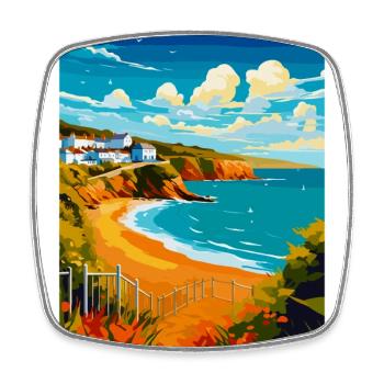 Devon West Country Vintage Reiseposter Souvenir - Viereckiger Kühlschrankmagnet - Weiß - Vorne
