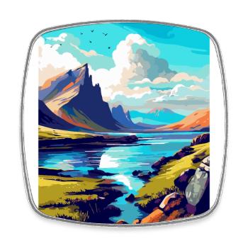 Île de Skye Écosse Royaume-Uni Affiche de voyage souvenir - Magnet carré - blanc - Devant