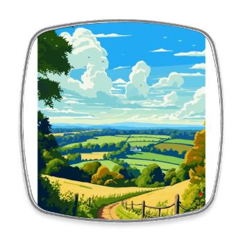Surrey Hills Vintage Reiseposter Souvenir WPA - Viereckiger Kühlschrankmagnet - Weiß - Vorne