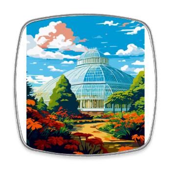Kew Gardens England Uk Reise Poster Souvenir WPA - Viereckiger Kühlschrankmagnet - Weiß - Vorne