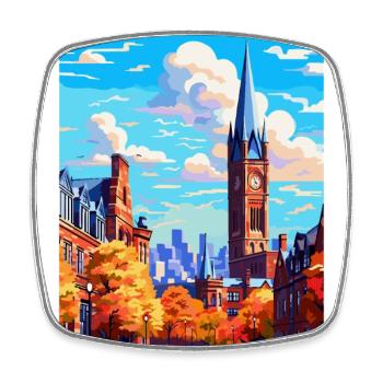 Manchester England Uk Reise Poster Souvenir WPA - Viereckiger Kühlschrankmagnet - Weiß - Vorne