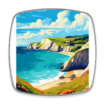 Lulworth Cove, England, Vereinigtes Königreich, Reiseposter, Souvenir - Viereckiger Kühlschrankmagnet - Weiß - Vorne