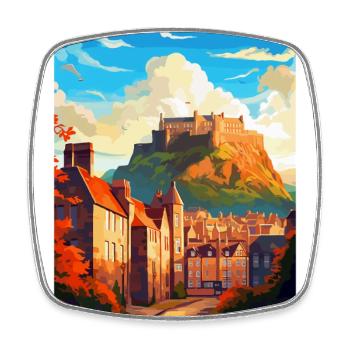 Edinburgh Scotland Uk Travel Poster Souvenir WPA - Square fridge magnet - white - Front