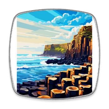 Giant Causeway Irland Uk Reise Poster Souvenir - Viereckiger Kühlschrankmagnet - Weiß - Vorne
