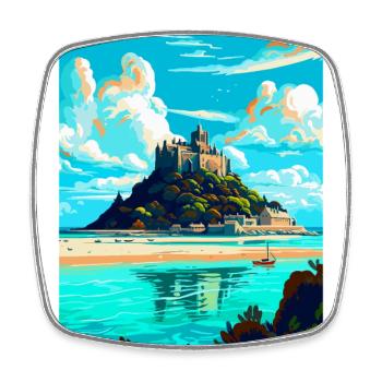 St Michaels Mount England Uk Reiseposter WPA - Viereckiger Kühlschrankmagnet - Weiß - Vorne