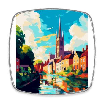 Norwich England Uk Vintage Reise Poster Souvenir - Viereckiger Kühlschrankmagnet - Weiß - Vorne