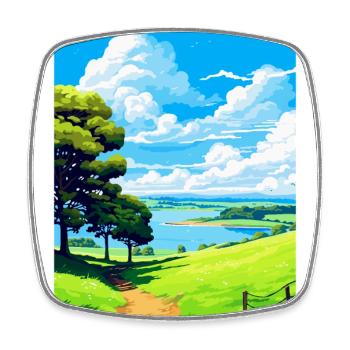 Affiche de voyage souvenir du parc national du mont Edgcumbe - Magnet carré - blanc - Devant