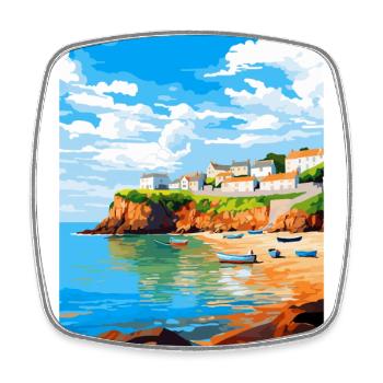 Portscatho Cornwall England Uk Travel Poster WPA - Square fridge magnet - white - Front