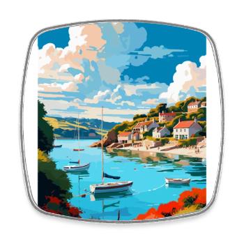Salcombe England Uk Vintage Reiseposter Souvenir - Viereckiger Kühlschrankmagnet - Weiß - Vorne