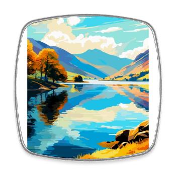 Ullswater Lake District Affiche de voyage souvenir WPA - Magnet carré - blanc - Devant