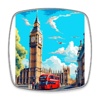 Big Ben London England Uk Travel Poster Souvenir - Square fridge magnet - white - Front