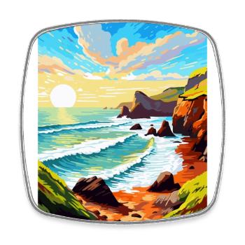 Hartland Quay Devon Vintage Travel Poster Souvenir - Square fridge magnet - white - Front