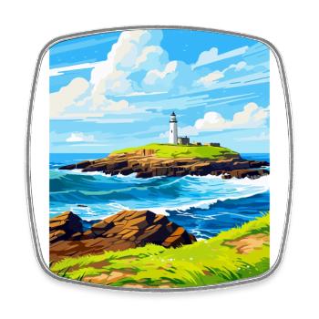 Godrevy Point England Uk Reise Poster Souvenir - Viereckiger Kühlschrankmagnet - Weiß - Vorne
