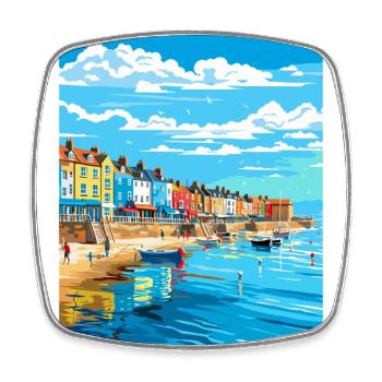 Weymouth England Uk Vintage Reiseposter Souvenir - Viereckiger Kühlschrankmagnet - Weiß - Vorne