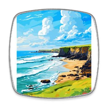 Bude Cornwall, England, Vereinigtes Königreich, Reiseposter, Souvenir - Viereckiger Kühlschrankmagnet - Weiß - Vorne