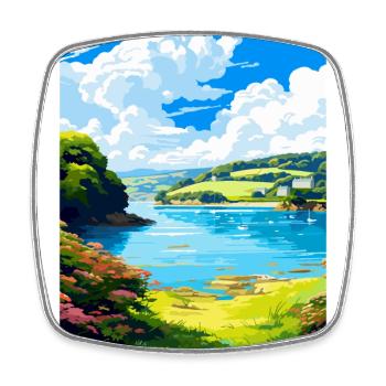Helford River Angleterre Royaume-Uni Affiche de voyage souvenir - Magnet carré - blanc - Devant