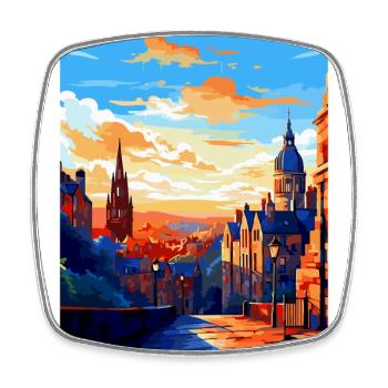 Edinburgh Scotland Uk Travel Poster Souvenir WPA - Square fridge magnet - white - Front