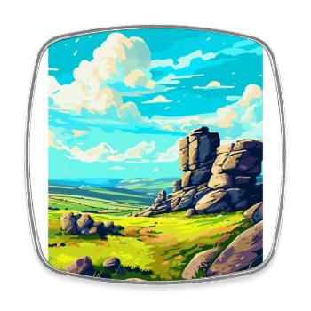 Affiche de voyage du parc national de Dartmoor Souvenir WPA - Magnet carré - blanc - Devant