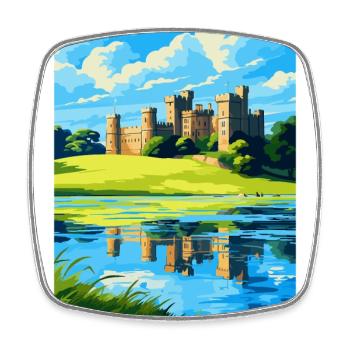 Château de Leeds Angleterre Royaume-Uni Affiche de voyage Souvenir WPA - Magnet carré - blanc - Devant