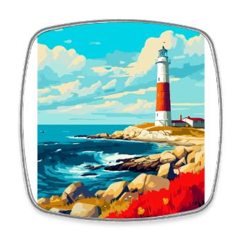 Portland Bill England Uk Reiseplakat Souvenir - Viereckiger Kühlschrankmagnet - Weiß - Vorne