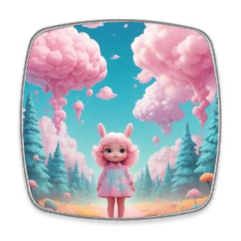 Girl in Cotton Candy Forest - Square fridge magnet - white - Front