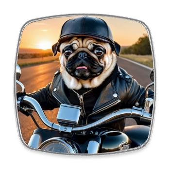 Hunde-Biker im Lederjacke Stil - Viereckiger Kühlschrankmagnet - Weiß - Vorne