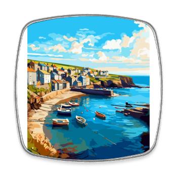 Port Issac Angleterre Royaume-Uni Affiche de voyage Souvenir WPA - Magnet carré - blanc - Devant
