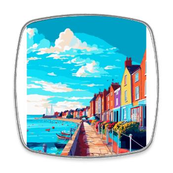Weymouth England Uk Vintage Travel Poster Souvenir - Square fridge magnet - white - Front