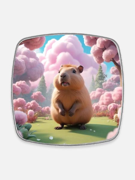 Capybara - Viereckiger Kühlschrankmagnet - Weiß