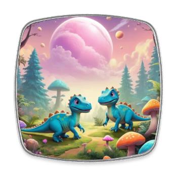 Dinosaur - Square fridge magnet - white - Front