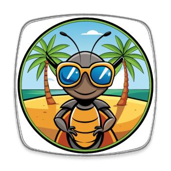 Ameise lustige Cartoon Sommer Strand Sonnenbrille Aufkleber - Viereckiger Kühlschrankmagnet - Weiß - Vorne