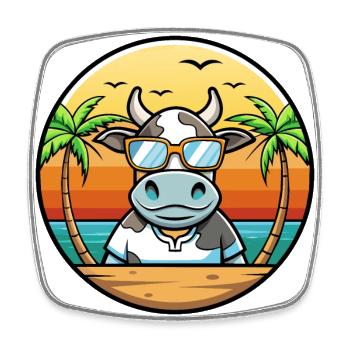 Kuh Lustige Cartoon Sommer Strand Sonnenbrille Aufkleber - Viereckiger Kühlschrankmagnet - Weiß - Vorne