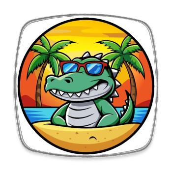 Krokodil Lustige Cartoon Sommer Strand Sonnenbrille - Viereckiger Kühlschrankmagnet - Weiß - Vorne