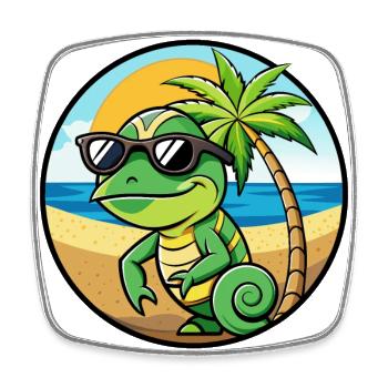 Chamäleon Lustige Cartoon Sommer Strand Sonnenbrille - Viereckiger Kühlschrankmagnet - Weiß - Vorne