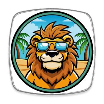 Lion Funny Cartoon Summer Beach Sunglasses Sticker - Square fridge magnet - white - Front