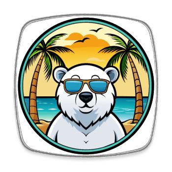 Polar Bear Funny Cartoon Summer Beach Sunglasses - Square fridge magnet - white - Front