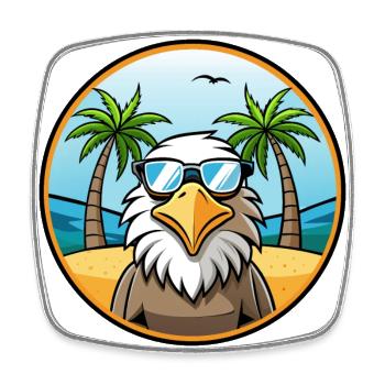 Eagle Funny Cartoon Lunettes de soleil de plage d’été cool - Magnet carré - blanc - Devant