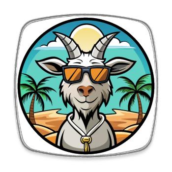 Ziege Lustige Cartoon Sommer Strand Sonnenbrille Aufkleber - Viereckiger Kühlschrankmagnet - Weiß - Vorne