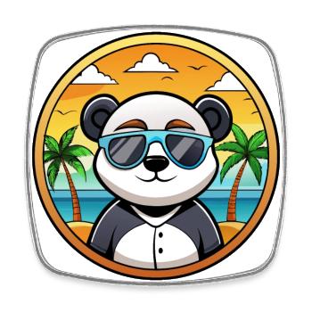 Panda Lustige Cartoon Sommer Strand Sonnenbrille Cool - Viereckiger Kühlschrankmagnet - Weiß - Vorne