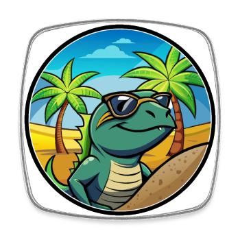 Lézard Drôle Dessin Animé Plage D’été Lunettes De Soleil Cool - Magnet carré - blanc - Devant