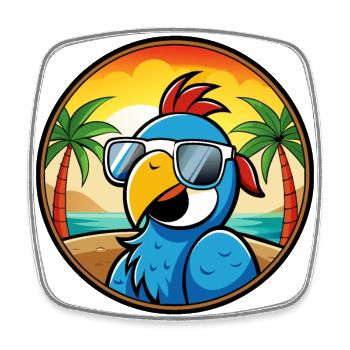 Papagei Lustige Cartoon Sommer Strand Sonnenbrille Cool - Viereckiger Kühlschrankmagnet - Weiß - Vorne