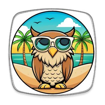 Eule Lustige Cartoon Sommer Strand Sonnenbrille Aufkleber - Viereckiger Kühlschrankmagnet - Weiß - Vorne